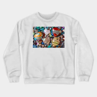 Five Stone Hearts On Pile Of Polished Stones Crewneck Sweatshirt